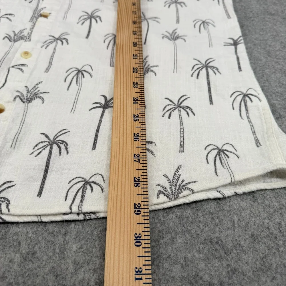 Marine Layer Shirt Mens XL White Green Palm Tree Button‎ Up Hemp Camp Hawaiian - Picture 9 of 10